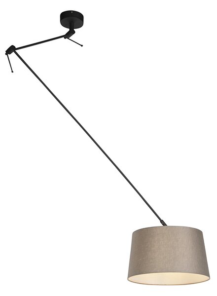 Zidna svjetiljka crna s platnenim sjenilom u boji taupe 35 cm - Blitz