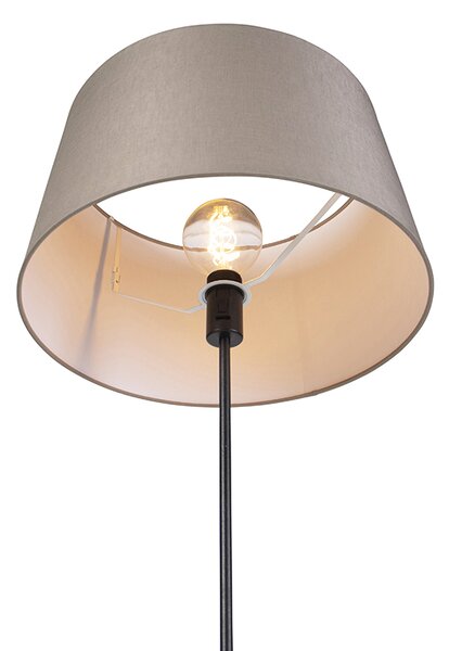 Podna svjetiljka crna s platnenim sjenilom boje taupe 45 cm podesiva - Parte