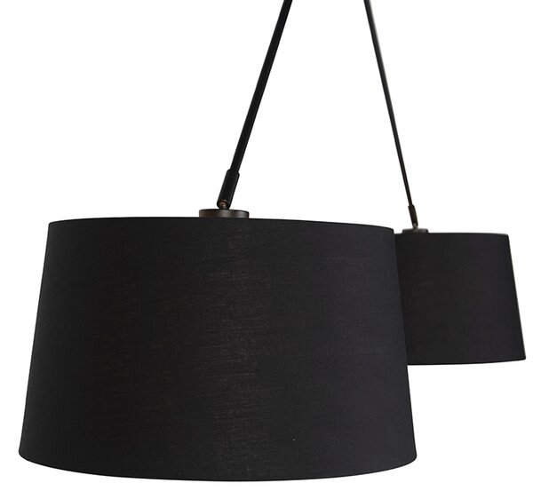 Zidna svjetiljka crna s crnim i zlatnim sjenilima od pamuka 35 cm 2-svjetla - Blitz
