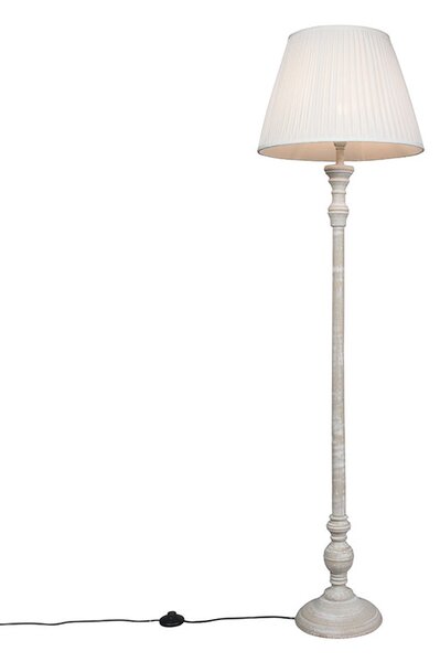 Seoska podna svjetiljka siva s bijelom plisse hladom - Classico