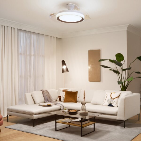 Philips Bliss LED stropni ventilator, zlatno/bijeli, DC, tih, prigušiva, Bijela, Dnevni boravak/blagovaonica, Metal