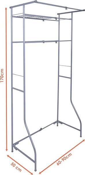 Metalni kupaonski regal iznad perilice FIXANO 170x60-90 cm, siva