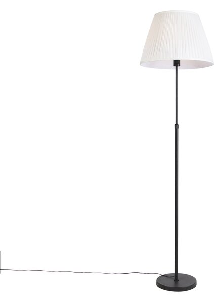 Podna svjetiljka crna s nabranim sjenilom krem 45 cm podesivo - Parte