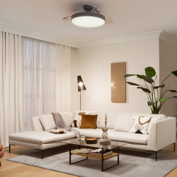 Philips Atlas LED stropni ventilator, nikl, tih, CCT, DC, prigušiva, Metalik, Dnevni boravak/blagovaonica, Metal