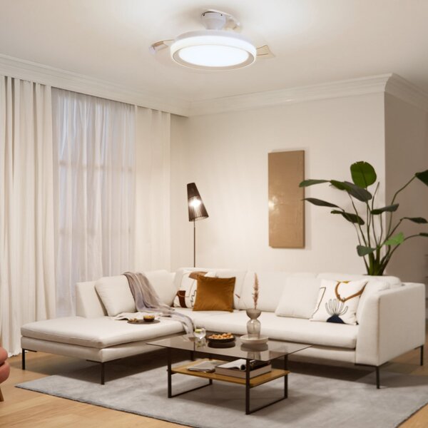 Philips Bliss LED stropni ventilator, bijeli, DC, tih, prigušiva, Bijela, Dnevni boravak/blagovaonica, Metal