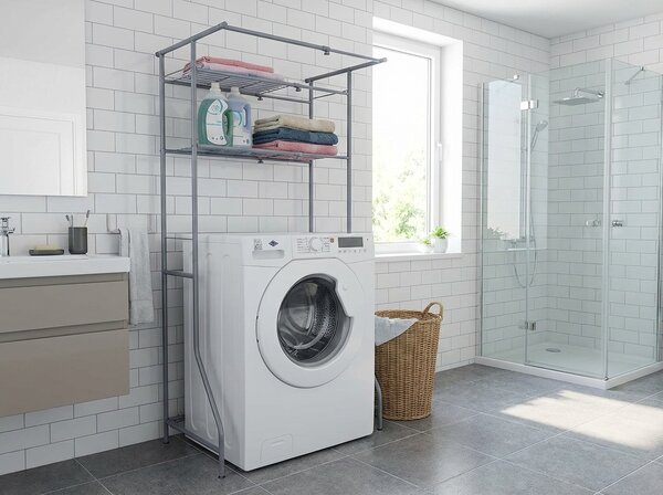 Metalni kupaonski regal iznad perilice FIXANO 170x60-90 cm, siva
