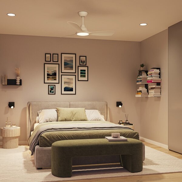 Philips LED stropni ventilator, fiksni, Ø 132 cm, bijeli, CCT, DC, prigušiva, Bijela, Dnevni boravak/blagovaonica, Plastika