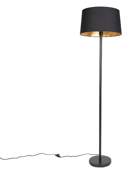 Moderna podna svjetiljka crna s crnom hladom 45 cm - Simplo