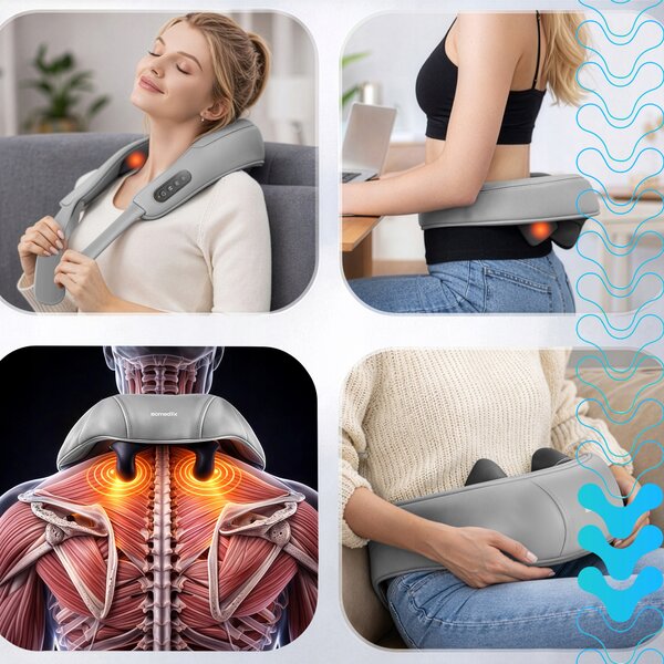 22w baterija. prijenosni uređaj za masažu i grijanje vrata i leđa shiatsu masažer usb