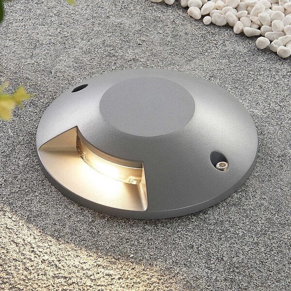 Lucande LED podni reflektor Jeffrey, srebrni, 1 svjetlosni izlaz, Sivo, Metal