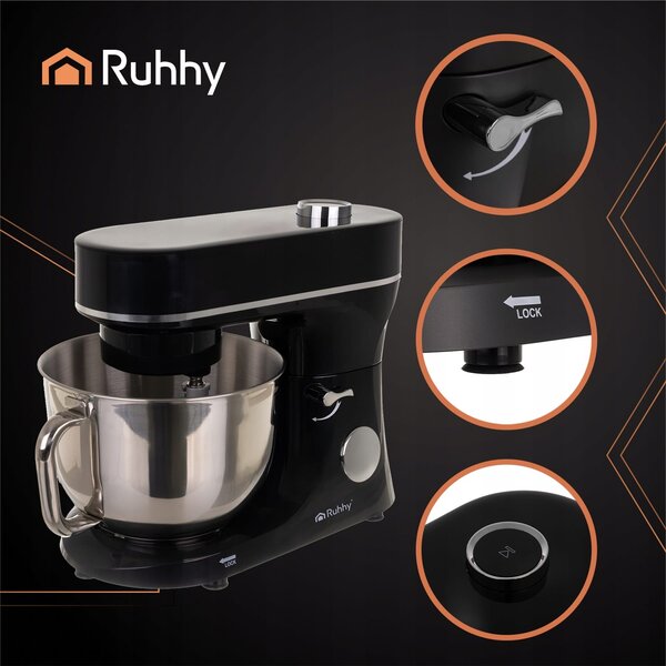 2300w touch planetarni kuhinjski mikser robot LCD 6l s grijanom posudom crne boje