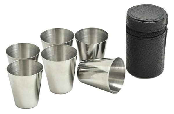 Set od 6 inox prijenosnih čaša 30ml + vrećica
