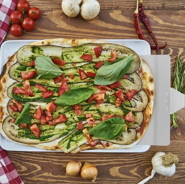 Jak reket za pizzu od nehrđajućeg čelika 47 cm drvena ručka + silikonska rukavica