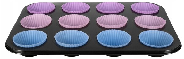 Teflonska posuda + 12 silikonskih kalupa za pečenje muffina