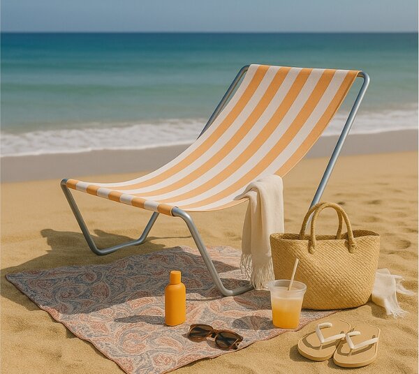 Sklopiva ležaljka za plažu SAND, narančaste pruge