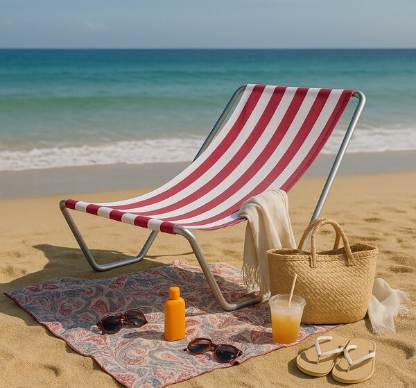 Sklopiva ležaljka za plažu SAND, tamno ružičaste pruge