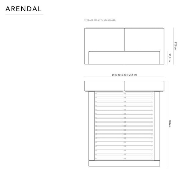 Bež tapecirani bračni krevet s prostorom za pohranu s podnicom 160x200 cm Arendal – Cosmopolitan Design