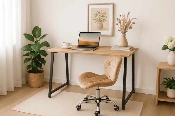 Set za radnu sobu ZARIMO stol 80x40 cm hrast sonoma + stolica AVOLA VELVET svijetlosmeđa