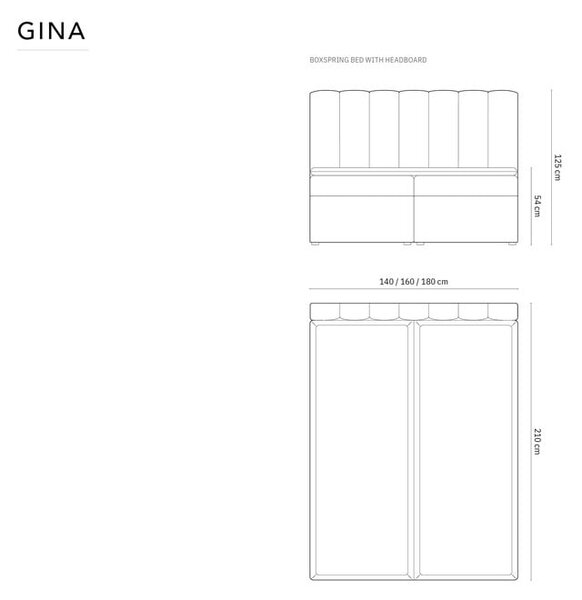 Bež boxspring krevet s prostorom za pohranu 180x200 cm Gina – Milo Casa