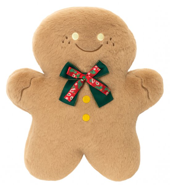 Baršunasti ukrasni jastučić u obliku medenjaka GINGERBREAD, bež boje