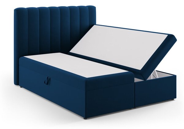 Tamno plavi boxspring krevet s prostorom za pohranu 160x200 cm Gina – Milo Casa
