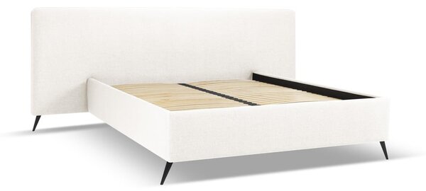 Krem tapecirani bračni krevet s prostorom za pohranu s podnicom 160x200 cm Walter – Milo Casa