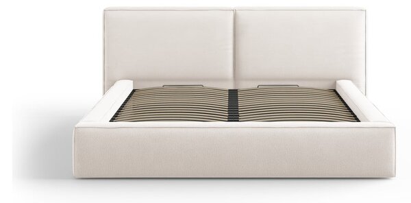 Bež tapecirani bračni krevet s prostorom za pohranu s podnicom 160x200 cm Arendal – Cosmopolitan Design