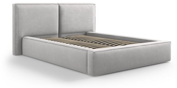 Svijetlo sivi tapecirani bračni krevet s prostorom za pohranu s podnicom 140x200 cm Arendal – Cosmopolitan Design