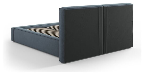 Tamno plavi tapecirani bračni krevet s prostorom za pohranu s podnicom 200x200 cm Arendal – Cosmopolitan Design
