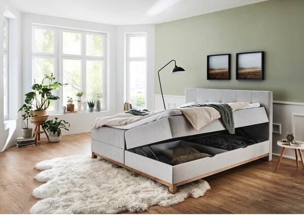 Svijetlo sivi boxspring krevet s prostorom za pohranu 160x200 cm Catania - Meise Möbel