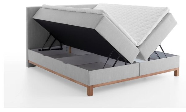 Svijetlo sivi boxspring krevet s prostorom za pohranu 160x200 cm Catania - Meise Möbel