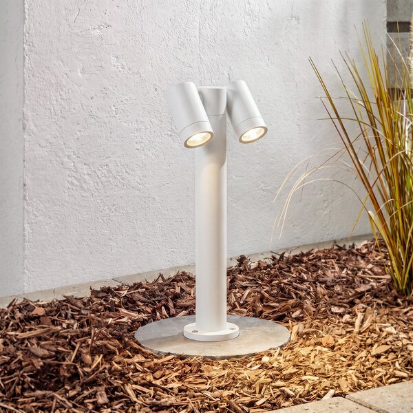PRIOS Podna lampa Prios Tulimar, 2 svjetla, 45 cm, bijela, IP65, prigušiva, Bijela, Metal