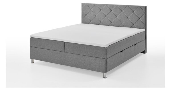 Svijetlo sivi boxspring krevet s prostorom za odlaganje 180x200 cm Leo - Meise Möbel