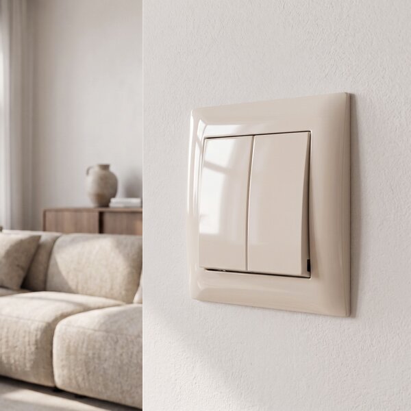 Dvostruki Prekidač s Okvirom OSTE JNH007-W BEIGE