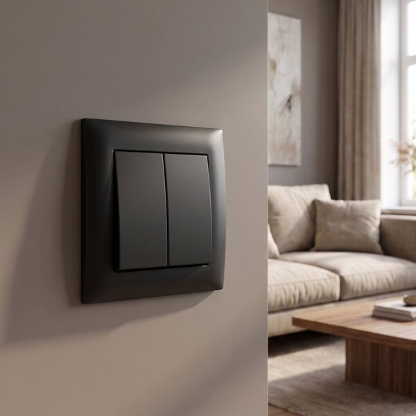 Dvostruki Prekidač s Okvirom OSTE JNH007-W BLACK