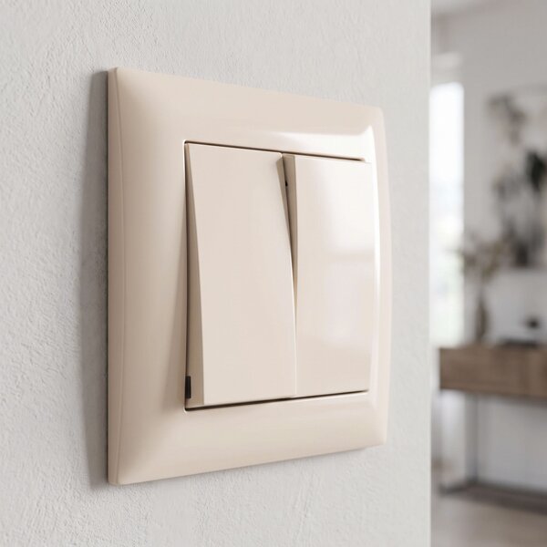 Dvostruki Prekidač s Okvirom OSTE JNH007-W BEIGE