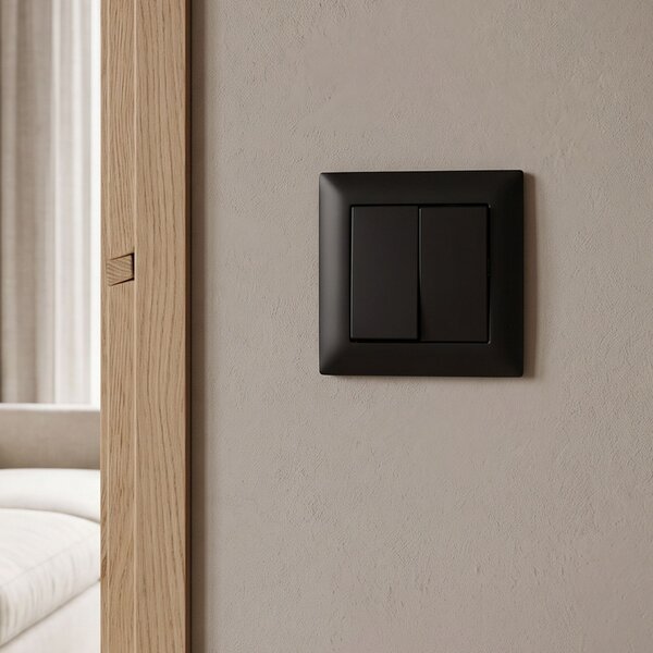 Dvostruki Prekidač s Okvirom OSTE JNH007-W BLACK