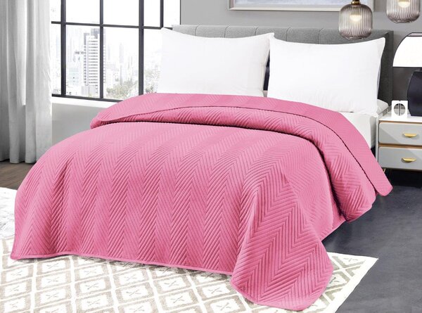 Svijetlo ružičasti baršunasti prekrivač za krevet ARROW VELVET Dimenzije: 200 x 220 cm
