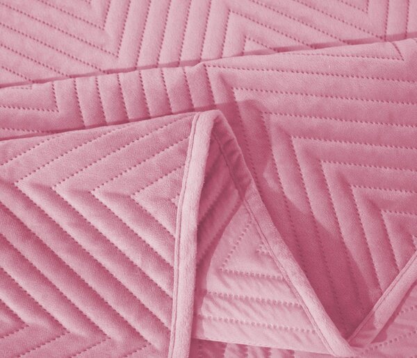 Svijetlo ružičasti baršunasti prekrivač za krevet ARROW VELVET Dimenzije: 200 x 220 cm