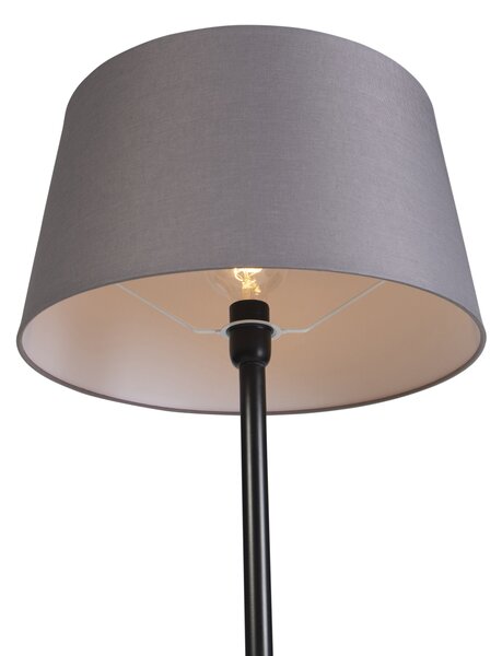 Podna lampa crna s platnenim sjenilom tamnosiva 45 cm - Simplo