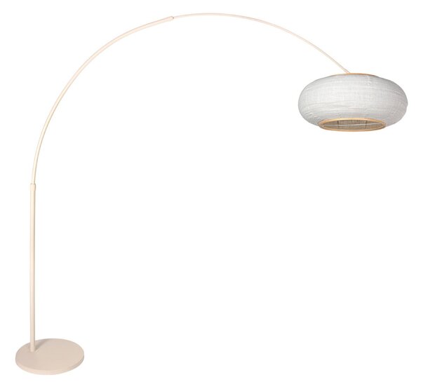 Steinhauer Sparkled Light zakrivljena podna svjetiljka, krema/siva lan, 240 cm, Bež, Dnevni boravak/blagovaonica, Metal