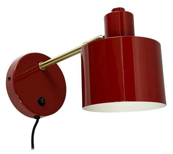 Dyberg Larsen Zidna lampa Ocean, tamnocrvena, projekcija 30 cm, Zlato / mjed, Dnevni boravak/blagovaonica, Metal