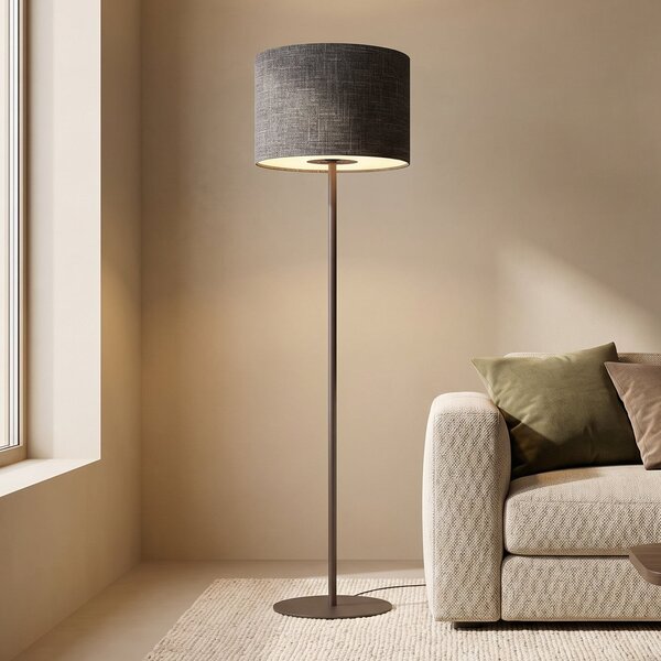 Nowodvorski Lighting Podna lampa Amarela, crna melanž, tekstil, E27, Crno, Dnevni boravak/blagovaonica, Tkanina / tekstil