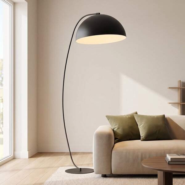 EMIBIG LIGHTING Arcos podna lampa, crna, visina 150 cm, metalna, Crno, Dnevni boravak/blagovaonica, Metal