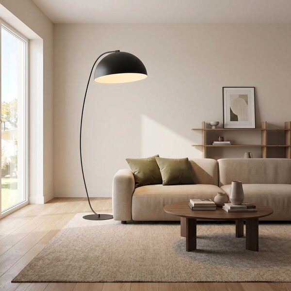 EMIBIG LIGHTING Arcos podna lampa, crna, visina 150 cm, metalna, Crno, Dnevni boravak/blagovaonica, Metal