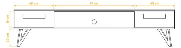 TV stol od hrastovine 182x42 cm Golo - The Beds