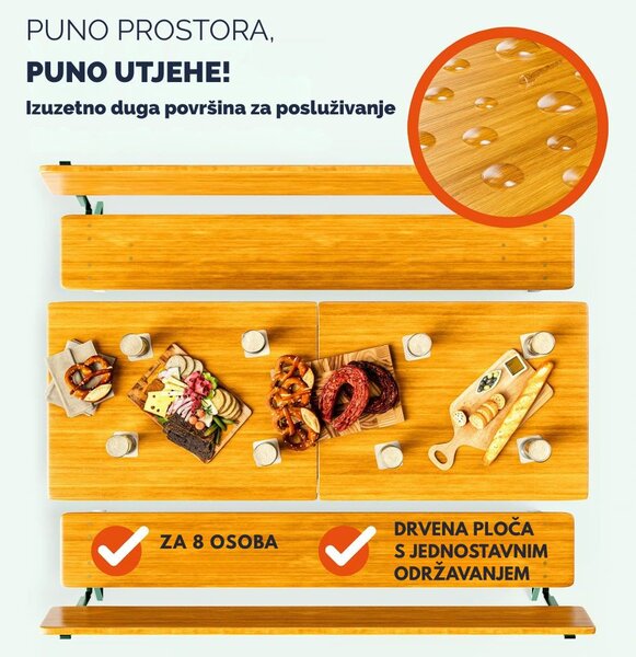 Pivski set PRAKTIK s naslonima, 170 cm, smeđi Jurhan