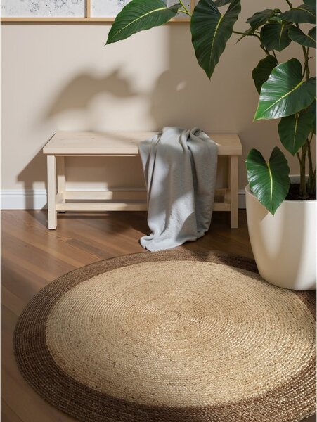 Obostrani/ručno rađen juten okrugao tepih sivo-bež ø 120 cm Jutta Greige – Hanse Home