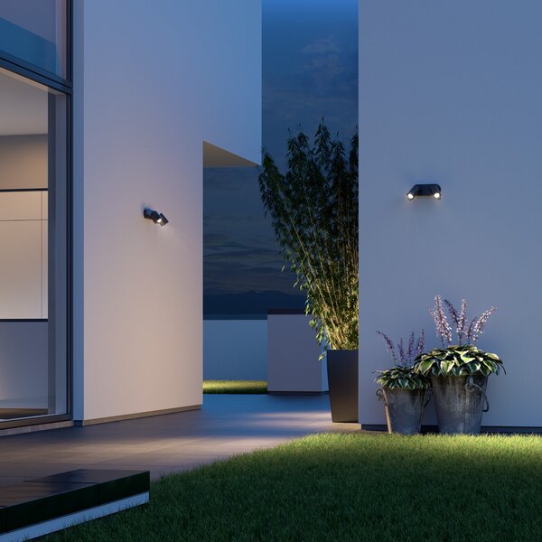 STEINEL Smart Sensor Outdoor Spotlight One SC, 2 svjetla, antracit, IP44, Crno, Metal, Zidni reflektor