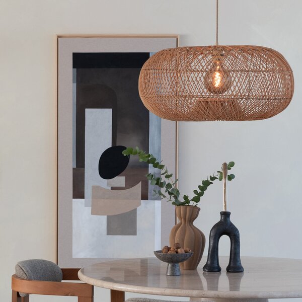 Good & Mojo GOOD MOJO viseća lampa Arizona, prirodna, Ø 70 cm, ratan, E27, prigušiva, Drvo, Dnevni boravak/blagovaonica, Drvo
